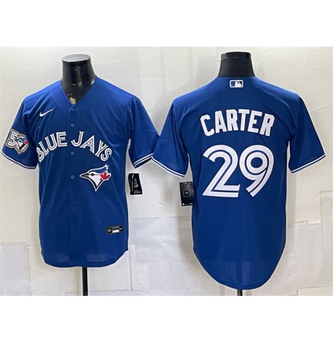 Men's Toronto Blue Jays #29 Joe Carter Royal 50 Seasons Stitched Baseball Jersey