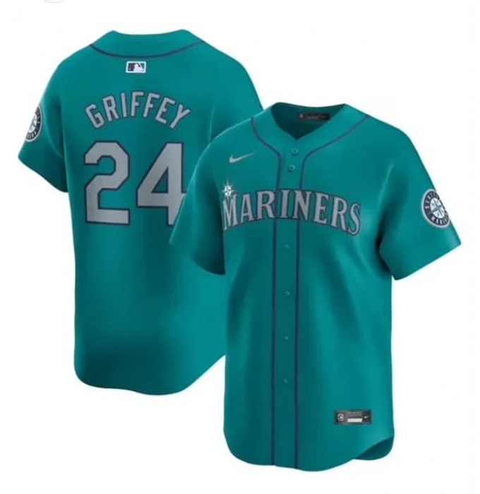 Men's Seattle Mariners #24 Ken Griffey Jr. Aqua Alternate Limited Stitched jersey