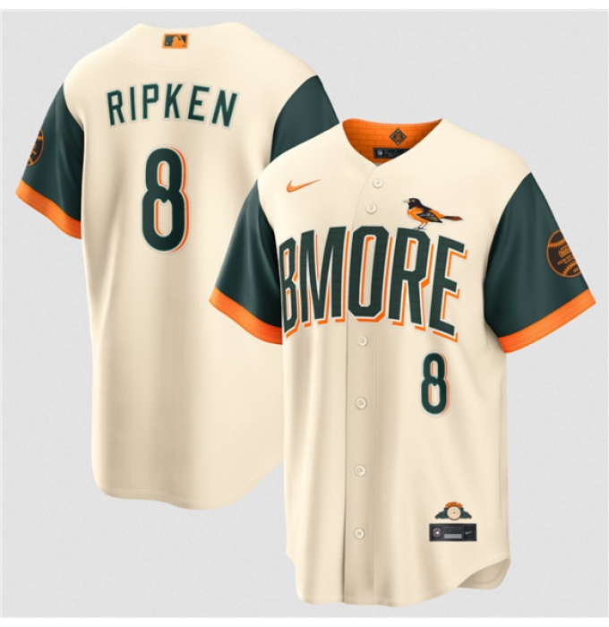 Men's Baltimore Orioles #8 Cal Ripken Jr Natural 2026 City Connect Stadium Stitched Baseball Jersey