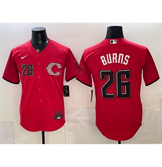 Men's Cincinnati Reds #26 Chase Burns Red 2026 City Connect Stadium Stitched Baseball Jersey