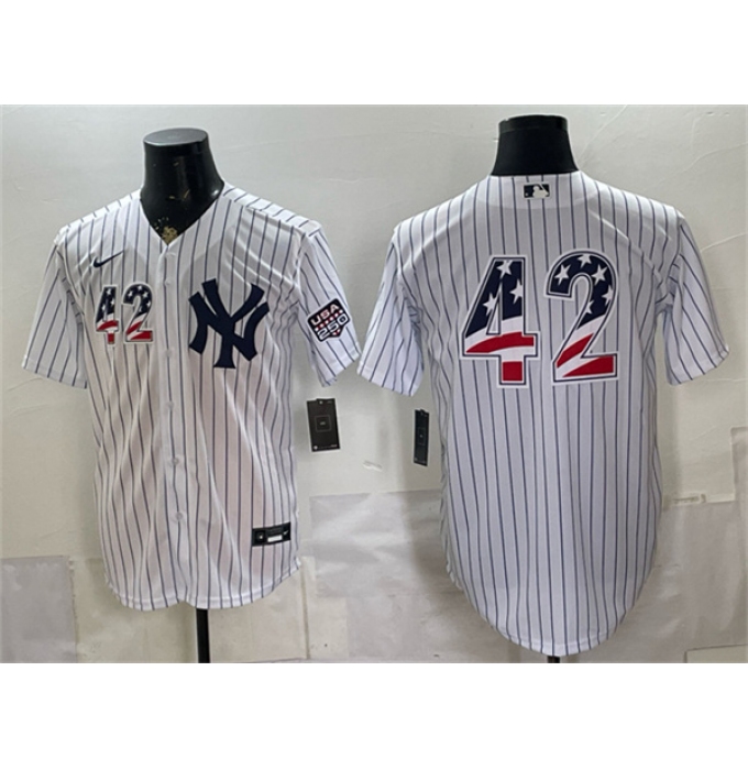 Men's New York Yankees #42 Jackie Robinson White 2026 USA 250 Fourth of July Home Stadium Stitched Baseball Jersey