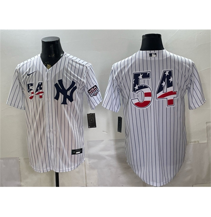 Men's New York Yankees #54 Max Fried White 2026 USA 250 Fourth of July Home Stadium Stitched Baseball Jersey