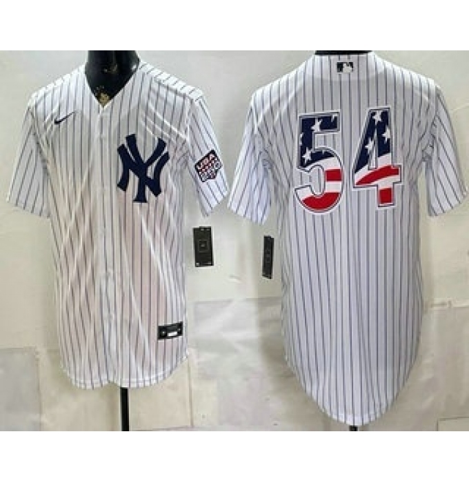 Men's New York Yankees #54 Max Fried White 2026 USA 250 Fourth of July Home Stadium Stitched Jersey