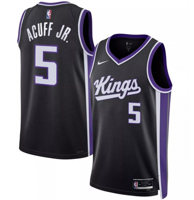 Men's Sacramento Kings #5 Darius Acuff Jr Black 2026 Draft Icon Edition Swingman Stitched Jersey