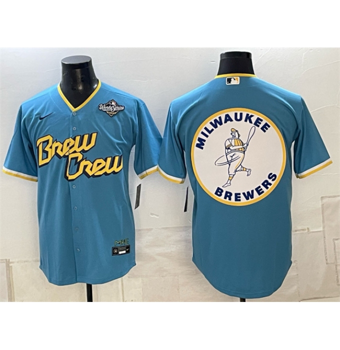 Men's Milwaukee Brewers Team Big Logo Powder Blue 2026 World Series City Connect Stitched Baseball Jersey