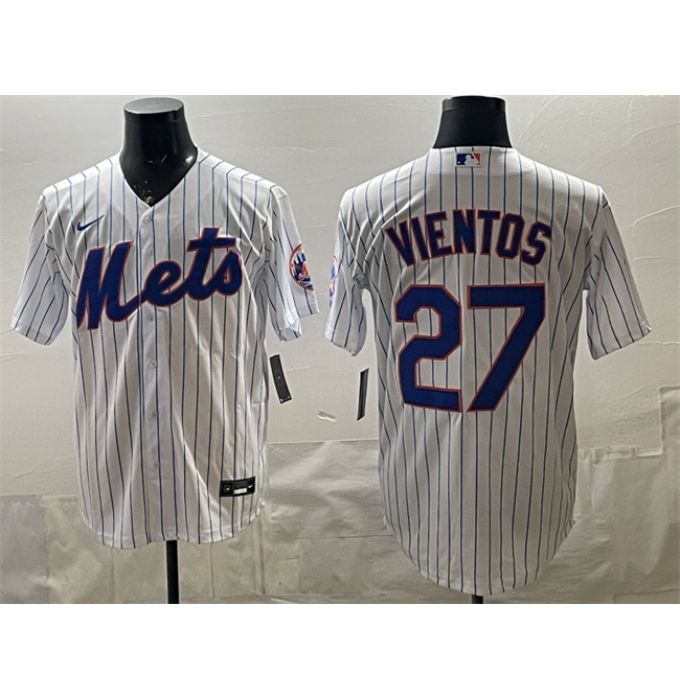 Men's New York Mets #27 Mark Vientos White Cool Base Stitched Baseball Jersey