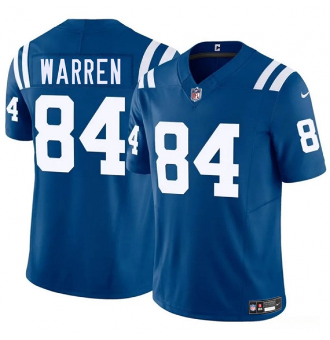 Men's Indianapolis Colts #84 Tyler Warren Blue 2025 Draft F.U.S.E. Vapor Limited Football Stitched Jersey