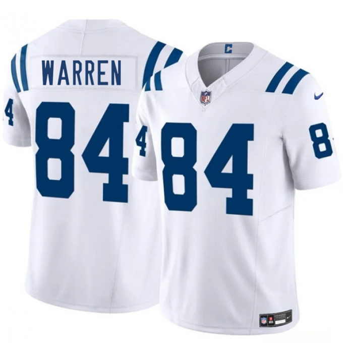 Men's Indianapolis Colts #84 Tyler Warren White 2025 Draft F.U.S.E. Vapor Limited Football Stitched Jersey